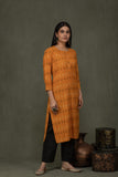 Pure cotton  pochampally  ikkat weave kurta with  conrast bottom and dupatta