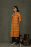 Pure cotton  pochampally  ikkat weave kurta with  conrast bottom and dupatta