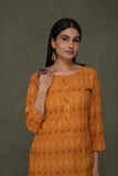 Pure cotton  pochampally  ikkat weave kurta with  conrast bottom and dupatta