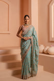 Whimsical fusion saree with opulent embellishment