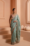 Whimsical fusion saree with opulent embellishment