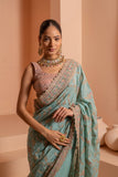 Whimsical fusion saree with opulent embellishment