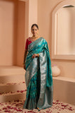 Rani rhapsody saree with mix of tradtional and modern designs