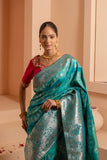 Rani rhapsody saree with mix of tradtional and modern designs