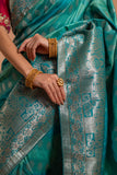 Rani rhapsody saree with mix of tradtional and modern designs