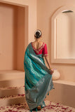 Rani rhapsody saree with mix of tradtional and modern designs