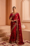 Scarlet spendor saree for a bold red saree with intricate embroidery