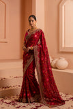 Scarlet spendor saree for a bold red saree with intricate embroidery