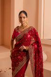 Scarlet spendor saree for a bold red saree with intricate embroidery