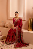 Scarlet spendor saree for a bold red saree with intricate embroidery