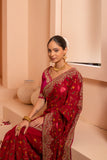 Scarlet spendor saree for a bold red saree with intricate embroidery