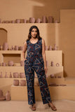 All time wear Pure Cotton Jumpsuit in Designer Ajrakh handblock print .