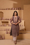 Classic charm Iightweight Chanderi dupatta suit with intricate pattern and zari borders.