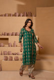 Timeless Maheshwari dupatta suit with intricate pattern and zari borders.