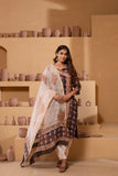 Classic charm Iightweight Chanderi dupatta suit with intricate pattern and zari borders.