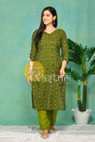 Mehendi green kurta with pant set-s18