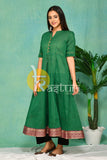 Green flaired south cotton kurta with pant set