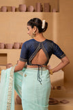 Silk blouse with embroidered back with a boori design