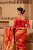 Silk blouse with intricate embroidery on the sleeves and back