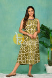 Mehendi green printed cotton dress