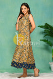 Mehendi green and blue printed cotton dress