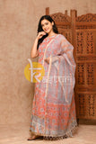 Light rust printed kurta with skirt set