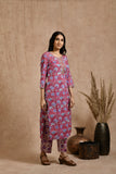 Premium cotton embroidered jaipuri print dupatta set
