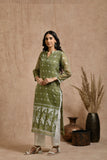 Fine jamdani classic kurta pant set with dupatta.