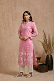 Fine jamdani classic kurta pant set with dupatta.