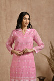 Fine jamdani classic kurta pant set with dupatta.