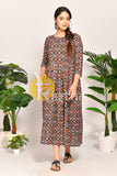 Black multicolor kalamkari print cotton maxi dress