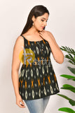 Black printed ikkat cotton tunic top