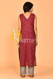 Mehroon and grey sambalpuri print cotton kurta with pant set