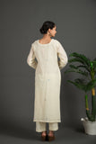 Hand made pure jamdani floral soft and fine cotton kurta with pant and dupatta