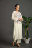 Hand made pure jamdani floral soft and fine cotton kurta with pant and dupatta