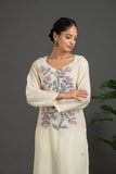 Hand made pure jamdani floral soft and fine cotton kurta with pant and dupatta