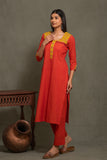 SOUTH COTTON KURTA SET WITH INTRICATE EMBROIDERY