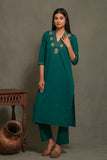 SOUTH COTTON KURTA SET WITH INTRICATE EMBROIDERY