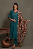 SOUTH COTTON DUPATTA SUIT WITH INTRICATE EMBROIDERY