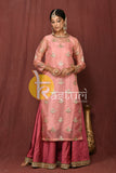 Pink mauve embroidered kurta and palazzo set