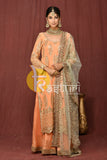 Peach heavy embroidered kurti and palazzo set