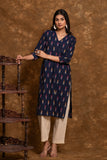 Pure cotton pochampally Ikkat weave kurta with contrast bottom and dupatta