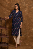 Pure cotton pochampally Ikkat weave kurta with contrast bottom and dupatta