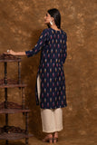 Pure cotton pochampally Ikkat weave kurta with contrast bottom and dupatta