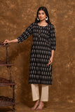 Pure cotton pochampally Ikkat weave kurta with contrast bottom and dupatta