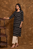 Pure cotton pochampally Ikkat weave kurta with contrast bottom and dupatta