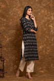 Pure cotton pochampally Ikkat weave kurta with contrast bottom and dupatta