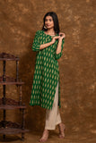 Pure cotton pochampally Ikkat weave kurta with contrast bottom and dupatta