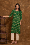 Pure cotton pochampally Ikkat weave kurta with contrast bottom and dupatta