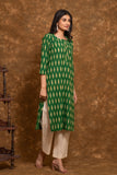 Pure cotton pochampally Ikkat weave kurta with contrast bottom and dupatta